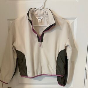 Athleta Kids White and Dark Green Fleece Jacket